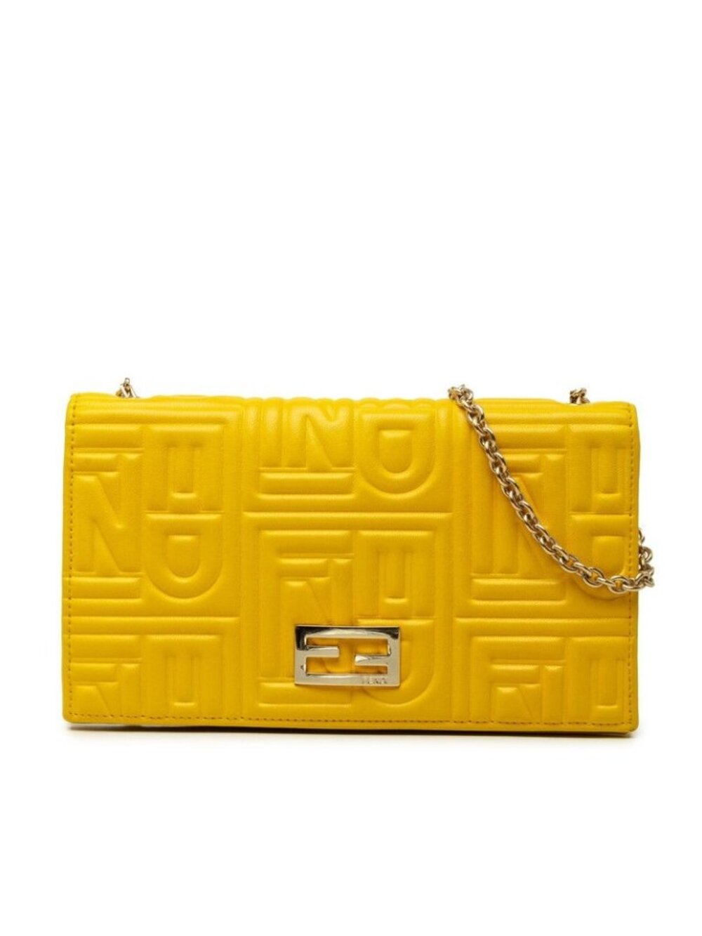 Fendi Wallet Yellow Leather with Matelasse Chain